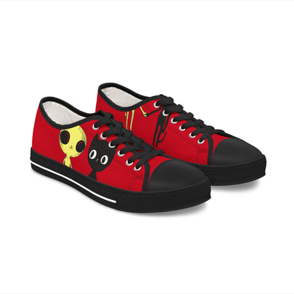 Women's Low Top Sneakers_Cat with Alien