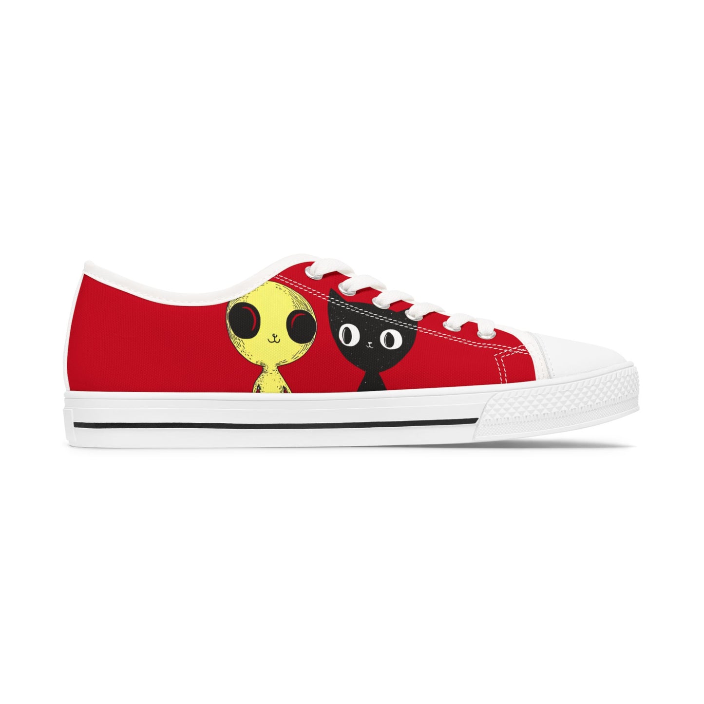 Women's Low Top Sneakers_Cat with Alien